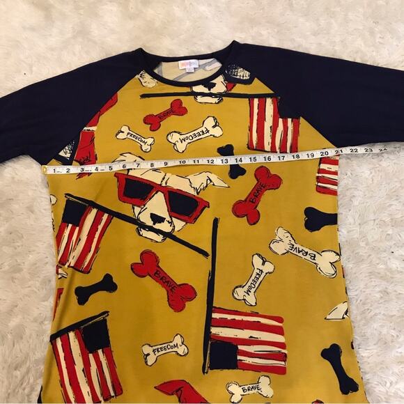 LuLaRoe Randy patriotic american dog pitbull top size large - Picture 5 of 6